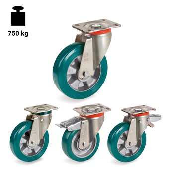 TR-62-P-PT-Wheels with medium-heavy duty brackets and brackets with hardened ball race grooves